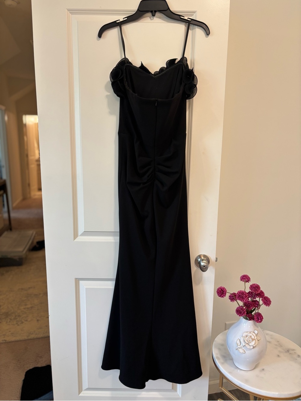 Elegant Black Strapless Evening Dress